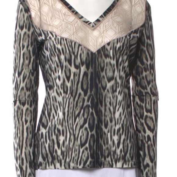 Roberto Cavalli Tops - Leopard Print V-Neck Women Top
